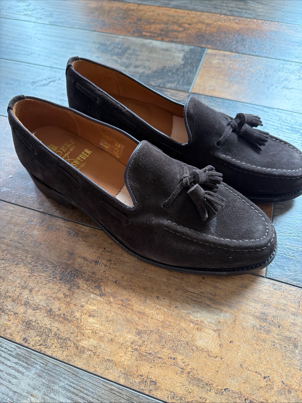 Todd Snyder X Sanders Dark Brown Suede Loafers Sz 10.